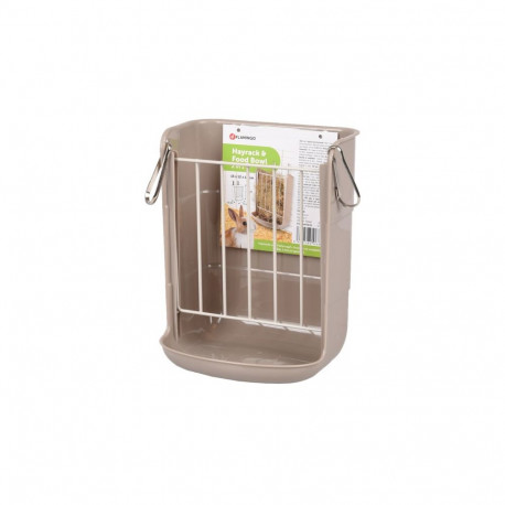 Flamingo hay holder + food bowl 15x12x18cm