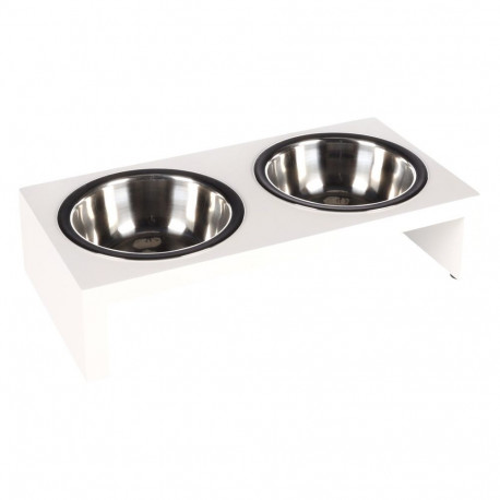 Flamingo metal bowls on a wooden base 2x220ml