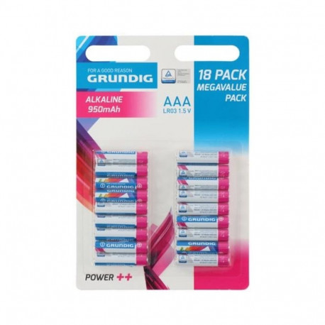 Grundig - Zestaw baterii alkalicznych AAA / R03 1.5 V 18 szt.