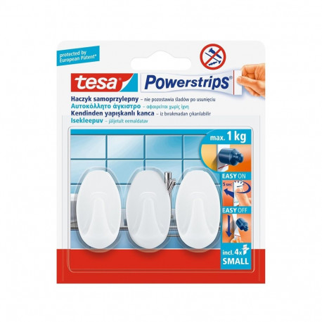 HOOK OVAL MINI valge 3 tk