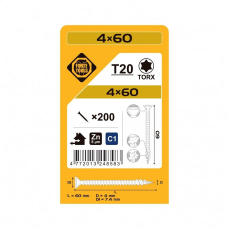 puitlaastplaatkruvi T20 4.0x60/36 ZN(200)