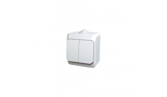 DOUBLE SWITCH IP44 WHITE CEDAR+