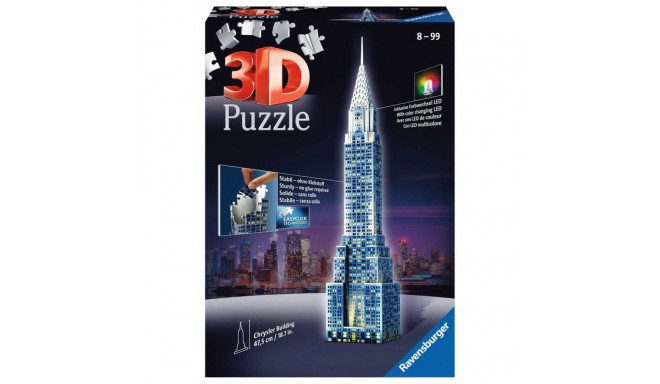 3D Puzzle Buildings at Night Chrystler Skyscraper