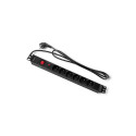 Power strip for RACK 19cali | 1U | 6A | PDU 6xSCHUKO | 2m