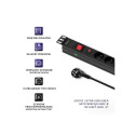Power strip for RACK 19cali | 1U | 6A | PDU 6xSCHUKO | 2m