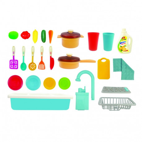 Valamu ja pliidi mängukomplekt, jooksva veega