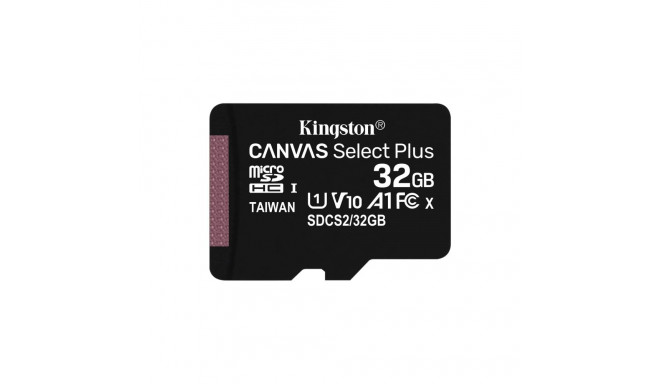 Kingston Technology 32GB micSDHC Canvas Select Plus 100R A1 C10 Single Pack w/o ADP