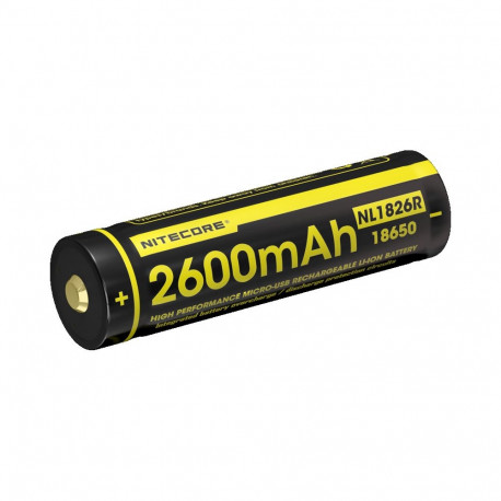 Nitecore battery 18650 2600mAh rechargable with Micro-USB-C