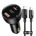 BASEUS car charger Digital Display PPS Dual USB + Type-C (with cable Type-C to Type-C 100W) TZCCZX-0