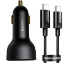 BASEUS car charger Digital Display PPS Dual USB + Type-C (with cable Type-C to Type-C 100W) TZCCZX-0