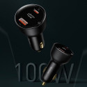 BASEUS car charger Digital Display PPS Dual USB + Type-C (with cable Type-C to Type-C 100W) TZCCZX-0