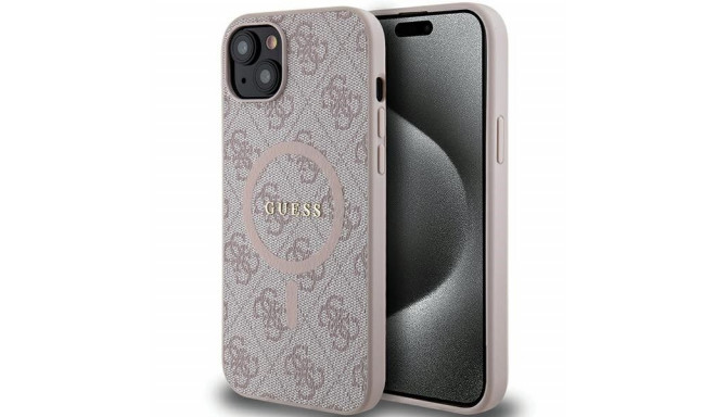 GUESS case for IPHONE 14 compatible with MagSafe GUHMP14SG4GFRP (4G Ring classic logo) pink
