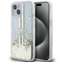 Original faceplate case GUESS GUHCP15SLFCSEGT for iPhone 15 (Liquid Glitter Gold Stripes / transpare