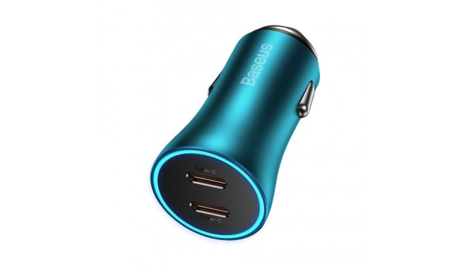 BASEUS car charger 2 x Type C PD QC4.0 3A 40W CGJP000003 blue