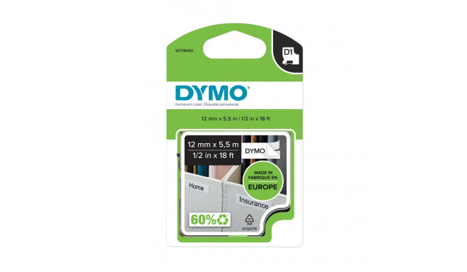 DYMO D1 izturīga poliestera lente 12 mm x 5,5 m / melna uz balta (S0718060 / 16959)