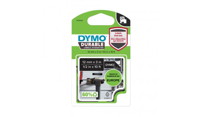 DYMO D1 vastupidav teip 12mm x 3m / valge mustal (1978365)