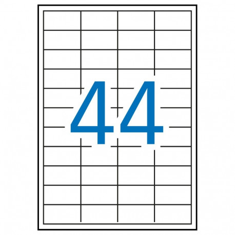 Etikett iseliimuv APLI 48,5x25,4mm, eemaldatav, 44 tk A4 lehel, 100l/pk, Ref. 03054