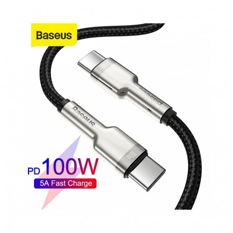 Cable USB C - USB C 2m 100W, black Cafule Metal BASEUS