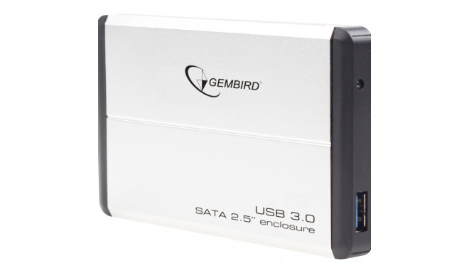 GEMBIRD EE2-U3S-2-S HDD/SSD korpus 2.5 SATA jaoks - USB 3.0 alumiinium hõbedane