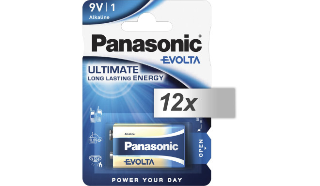 Panasonic patarei Evolta 6 LR 61 9V 6LR61EGE/1BP 12x1tk