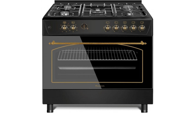 Ravanson KWGE-K90-6 TOP CHEF cooker Freestanding cooker Electric Gas Black