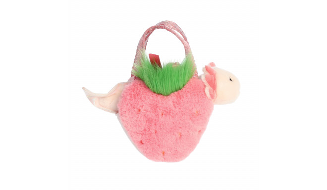 AURORA Fancy Pals Plush Axolotl in a strawberry bag, 20 cm