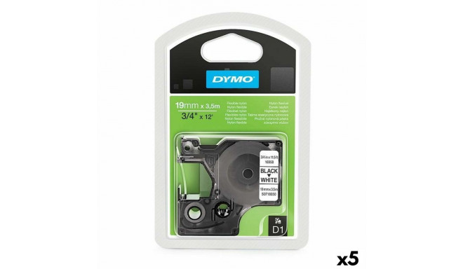 Siltuma pārneses lente Dymo D1 16958 Balts Melns 19 mm x 3,5 m (5 gb.)