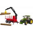 Bruder John Deere 7R 350 m forwarding trailer, model vehicle (green/red, incl. 4 tree trunks)