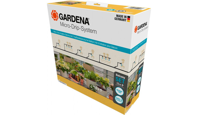 GARDENA Micro-Drip-System drip irrigation set balcony, 15 plants, drippers (black/grey, model 2023)