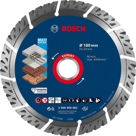 Bosch diamond cutting disc Expert MultiMaterial, O 180mm (bore 22.23mm)