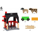 BRIO World animal barn with hay wagon, play building