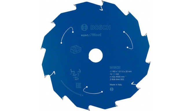 Bosch circular saw blade Expert for Wood, 160mm, 12Z (bore 20mm, for cordless saws)