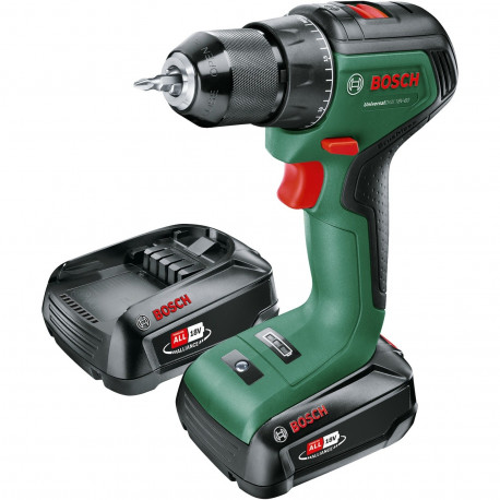 Bosch cordless drill UniversalDrill 18V-60 (green/black, 2x Li-ion battery 2.0Ah, case, POWER FOR AL