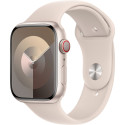 Apple Watch Series 9, Smartwatch (silver/beige, aluminum, 45 mm, sports bracelet, cellular)