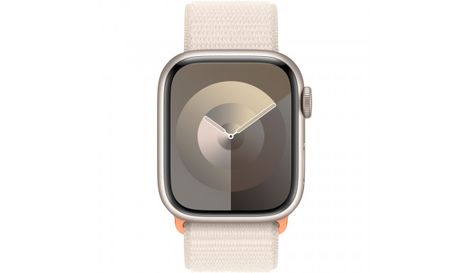 Apple Watch Series 9, Smartwatch (silver/beige, aluminum, 41 mm, Sport Loop, Cellular)