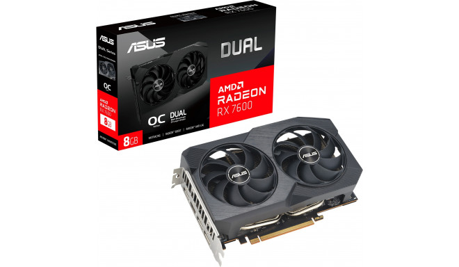 ASUS Radeon RX 7600 DUAL OC V2, graphics card (RDNA 3, GDDR6, 3x DisplayPort, 1x HDMI 2.1)