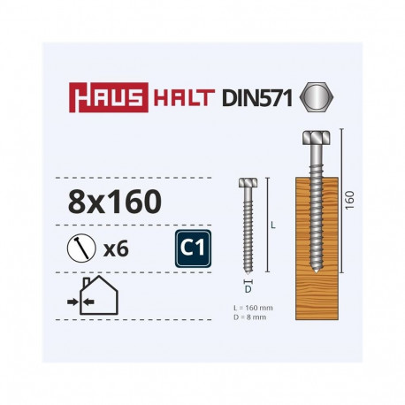 laudkruvi DIN571 8x160 mm 6 tk