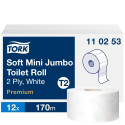 Toilet paper, 2-layer, TORK, Premium Mini Jumbo Soft T2 170m (110253)