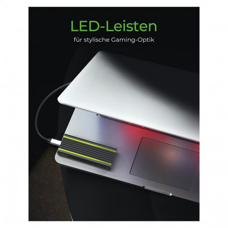 "ICY BOX IB-1824ML-C31 Externes USB-C 3.2 Gehäuse für M.2 NVMe SSD mit LED-Beleuchtung"