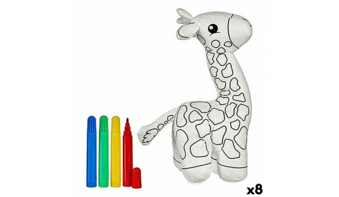 Colouring Plush Giraffe White Black 9 x 23 x 15 cm (8 Units)