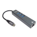 PremiumCord Adapter USB-C to Gigabit 10/100/1000Mbps + 3x USB3.2 connector