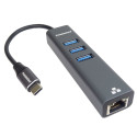 PremiumCord Adapter USB-C to Gigabit 10/100/1000Mbps + 3x USB3.2 connector