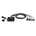 ATEN 2-port HDMI KVM USB mini, cables,remote selector