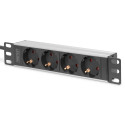 DIGITUS 10” Socket Strip with Aluminum Profile, 4-way safety sockets