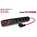 Acar F5  10m cable, 5 outlets, surge protection, max current 16A, black color