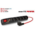 Acar F5  3m cable, 5 outlets, surge protection, max current 16A, black color