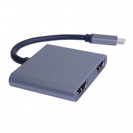 PremiumCord MST adapter USB-C to 2x HDMI, USB3.0, USB-C PD (power delivery), resolution 4K and FULL 