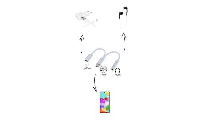PremiumCord Adapter USB-C to audio connector jack 3,5mm female + USB C for charging