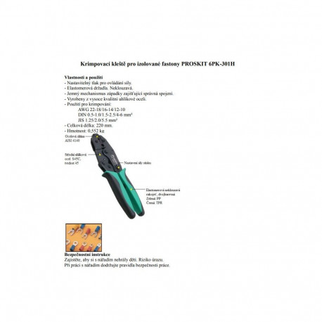 PROSKIT Crimp tool for insulated terminals 220mm
