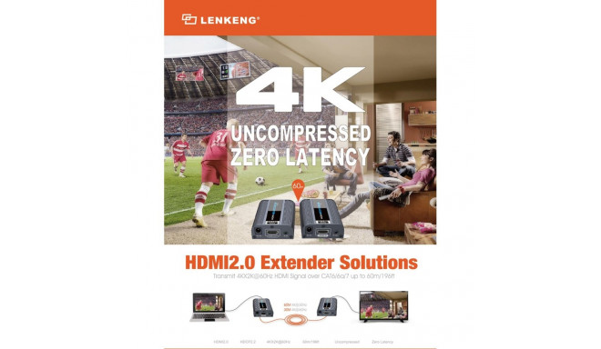 PremiumCord 4Kx2K@60Hz HDMI2.0 extender 60m ,over one LAN cable Cat6/6a/7